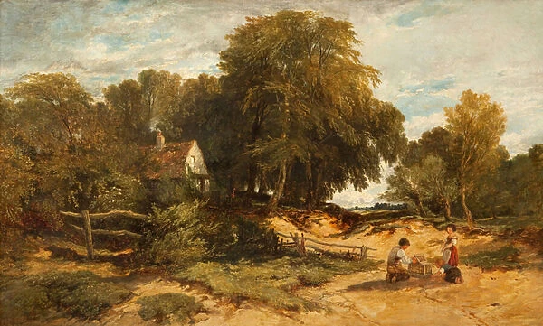 Wooded Landscape with Children, 1845 (oil on canvas)