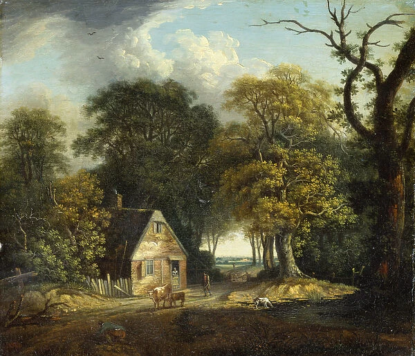 A Wooded Landscape with a Drover and Cattle by a Cottage (painting)