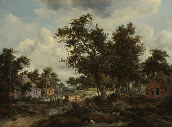 A Wooded Landscape with Travellers on a Path through a Hamlet, c. 1665 (oil on canvas)