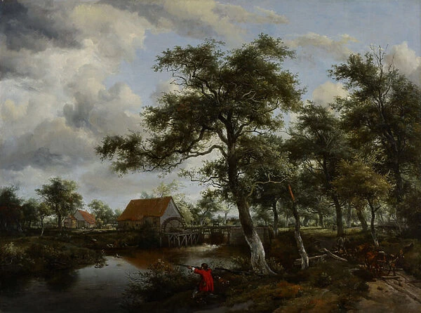 Wooded Landscape with Watermill, c. 1665 (oil on canvas)
