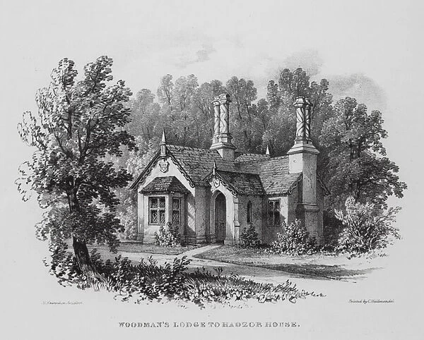 Woodmans Lodge to Hadzor House (engraving)