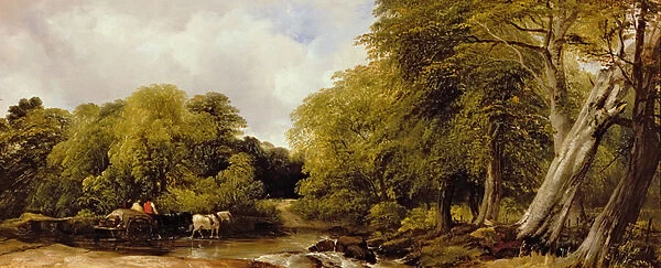 A woody river scene, 1850 (oil on canvas)