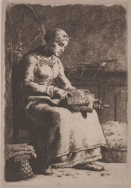 The Wool Carder, c. 1856 (etching)