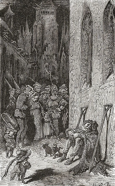After a work by Gustave Dore for Balzac's Les Contes Drolatiques. From Life and Reminiscences of Gustave Dore, published 1885