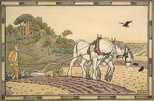 Work - Ploughing (colour litho)