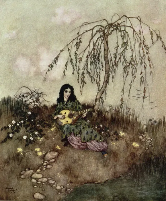 Framed Print : After she had done her work she would sing and play, from Cinderella, c.1910