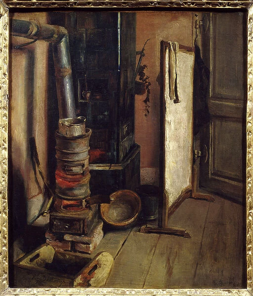 Workshop corner, the painting stove by Eugene Delacroix (1798-1863). 19th century Sun. 0