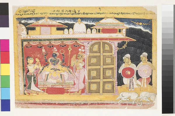 The Worship of Vishnu at the Birth of Krishna, before 1560 (opaque w  /  c on paper)