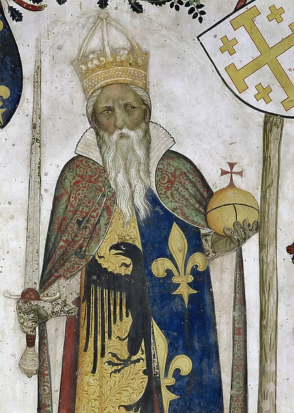 The Nine Worthies, detail of Charlemagne (747-814) 1418-30 (fresco)