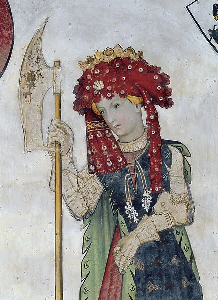 The Nine Worthies and the Nine Worthy Women, detail of Tamari, 1418-30 (fresco)