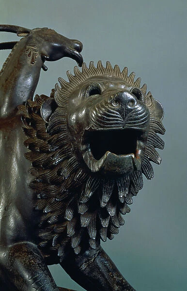 The Wounded Chimera of Bellerophon, detail of the head, 5th century AD (bronze) (detail of 104198)