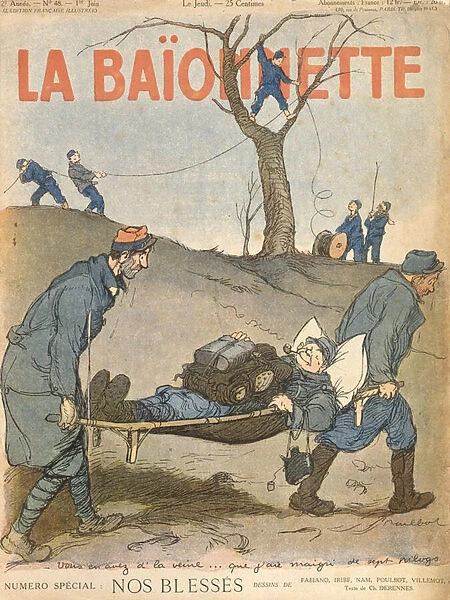Our Wounded, cover of La Baionette magazine, 1st June, 1916 (colour litho)