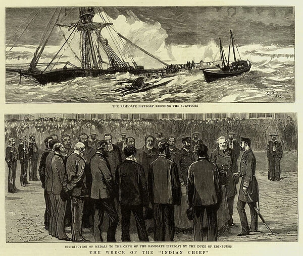 The Wreck of the 'Indian Chief'(engraving)