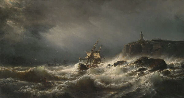 Wreck on the Isle of Jersey, 1862 (oil on canvas)