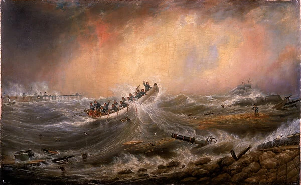 Wreck off the South Pier 1861 (oil on canvas)