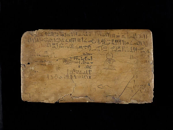 Writing board with lines from The Hymn to the Nile Flood (wood, gesso