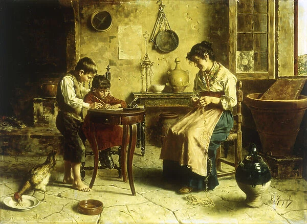The Writing Lesson (oil on canvas)