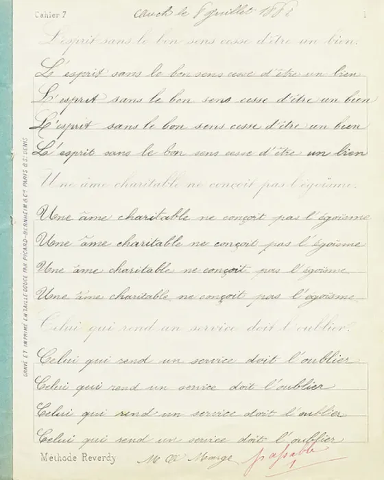 Framed Print : Writing notebook, sentences in medium cursive script, c1880-1900 (print)