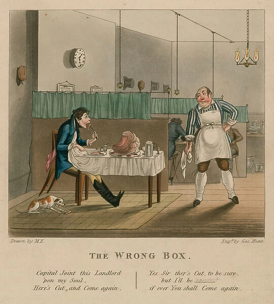 The Wrong Box; cartoon (coloured engraving)