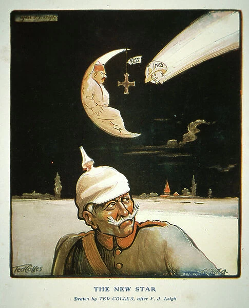WWI cartoon The New Star, published in The Anzac Book, 1916 (colour litho)