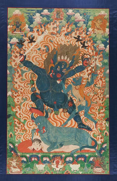 Yama and Yami, c. 1700 (mineral pigments and gold on cotton cloth)