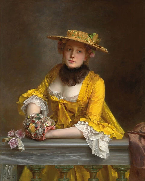 The Yellow Dress, (oil on canvas)