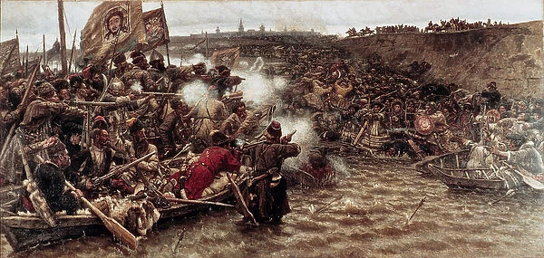 Yermaks Conquest of Siberia in 1582, 1895 (oil on canvas)