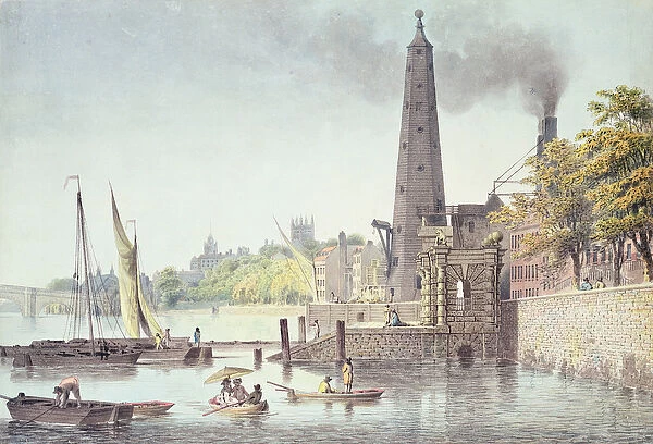 York Buildings, looking towards Westminster, with a View of the Water Tower, 1797