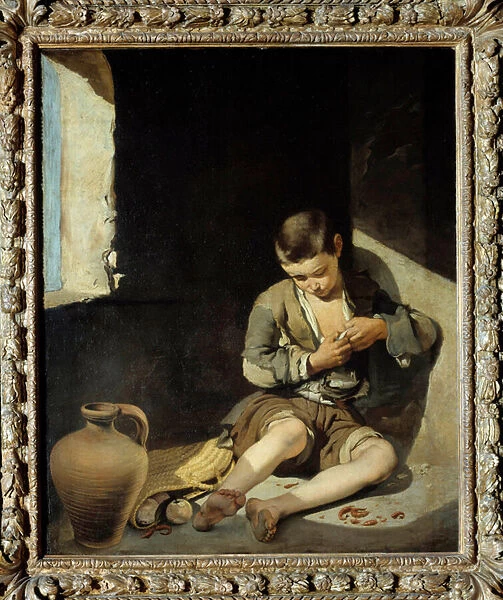 Young beggar Painting by Bartolome Murillo (1618-1682) 17th century Sun. 1, 34x1 m