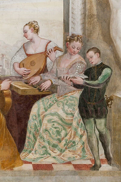 Young boy and court ladies, detail of The Concert, Main Hall, c. 1570 (fresco)