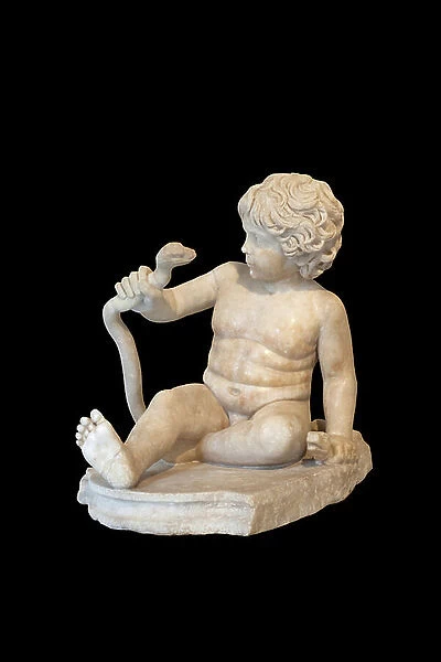 Young boy portrayed as Hercules choking the snakes (marble)