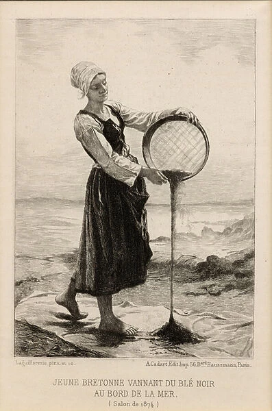 A Young Bretonne Winnowing Buckwheat at the Seaside, engraved by Cadart in 1874 (print)