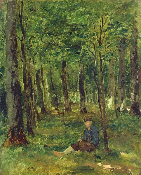 Young Farmer sitting in the Forest, 1878 (oil on paper laid on canvas)