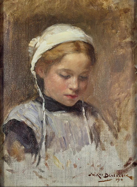 Young Girl in a Blue Pinafore, 1914 (oil on canvas)