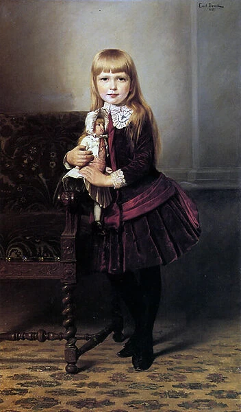 Young Girl with her Doll, 1887 (oil on canvas)