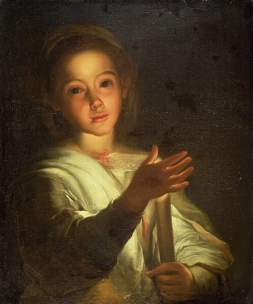 A Young Girl Shading a Candle (oil on canvas)