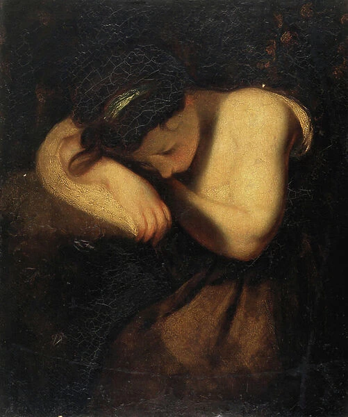 Young Girl Sleeping (oil on canvas)