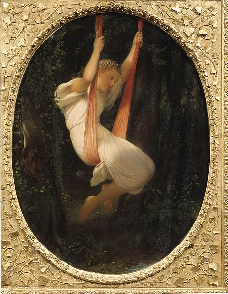 Young Girl at the Swing Painting by Paul Delaroche (1797-1856) 19th century Nantes