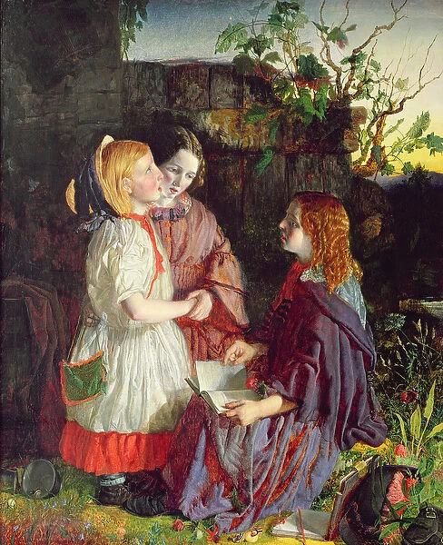 Three Young Girls in a Landscape, c. 1860 (oil on canvas)