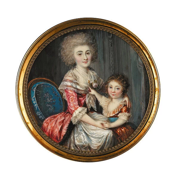 A young lady called Madame de Genlis, embracing her young son (w  /  c on ivory)