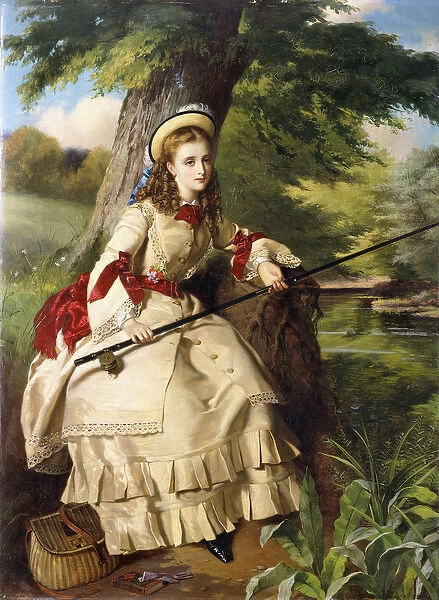 A Young Lady Fishing, 1873 (oil on canvas)