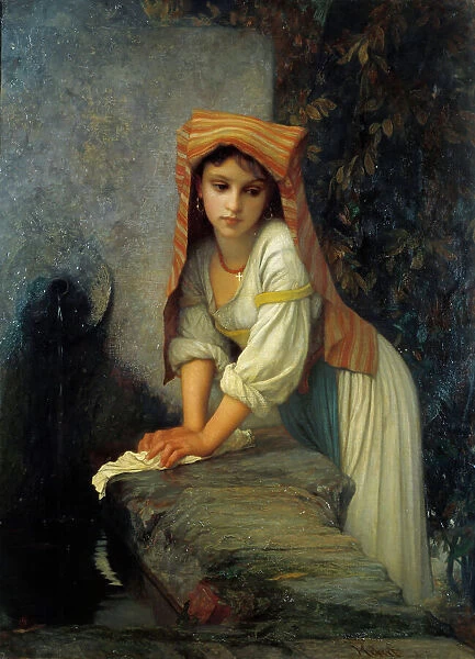 Young lavandiere Painting by Ernest Hebert (1817-1908) 19th century Sun
