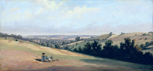 Young Man Reclining on the Downs, c. 1833-35 (oil on paper)