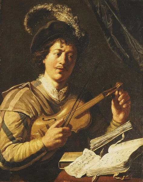A Young Man Tuning a Violin, c. 1623-5 (oil on canvas)