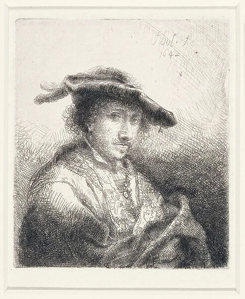 Young Man Wearing a Plumed Hat, 1642 (etching)