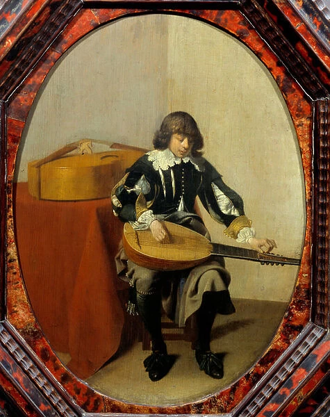Young musician. Painting by Willem Cornelisz Duyster (1600-1635) Ec. Hol. 17th century