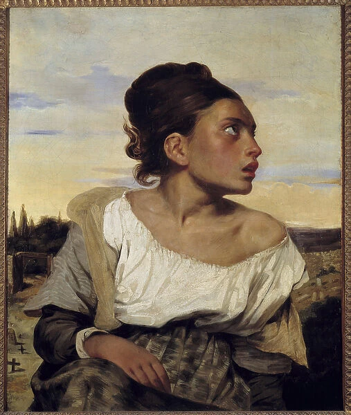 Young orphan at the cemetery Painting by Eugene Delacroix (1798-1863) 1824 Sun