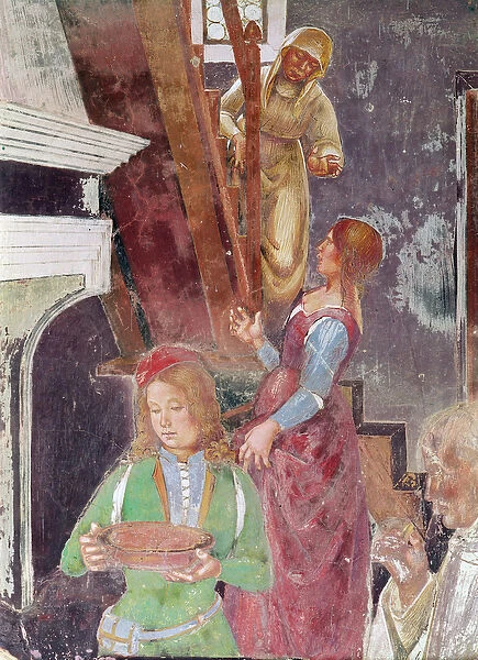Young servant holding a plate, detail of St. Benedict Receiving Hospitality, from the Life of St