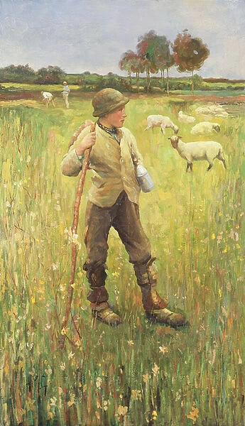 A Young Shepherd (oil on canvas)