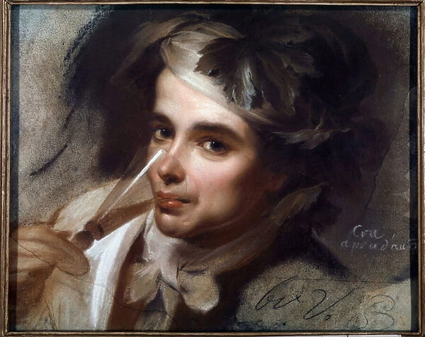 The young Spanish drinker Pastel painting by Maurice Quentin Delatour called Quentin De